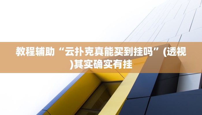 教程辅助“云扑克真能买到挂吗”(透视)其实确实有挂