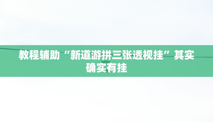 教程辅助“新道游拼三张透视挂”其实确实有挂 教程辅助“新道游拼三张透视挂”其实确实有挂
