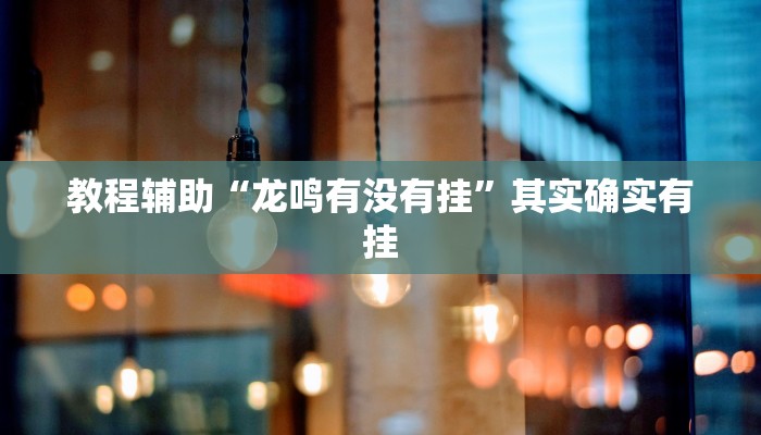 教程辅助“龙鸣有没有挂”其实确实有挂