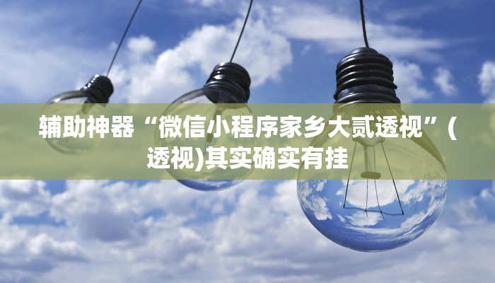 辅助神器“微信小程序家乡大贰透视”(透视)其实确实有挂