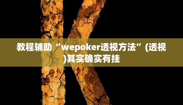 教程辅助“wepoker透视方法”(透视)其实确实有挂